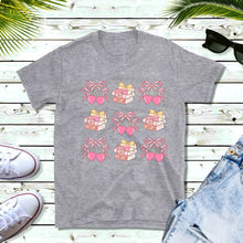 Load image into Gallery viewer, Cherry Hearts and Books Tee
